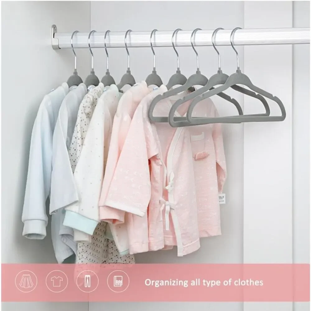 15 Pack Velvet Clothing Hangers, Grey, Non-Slip,Space Saving, Baby